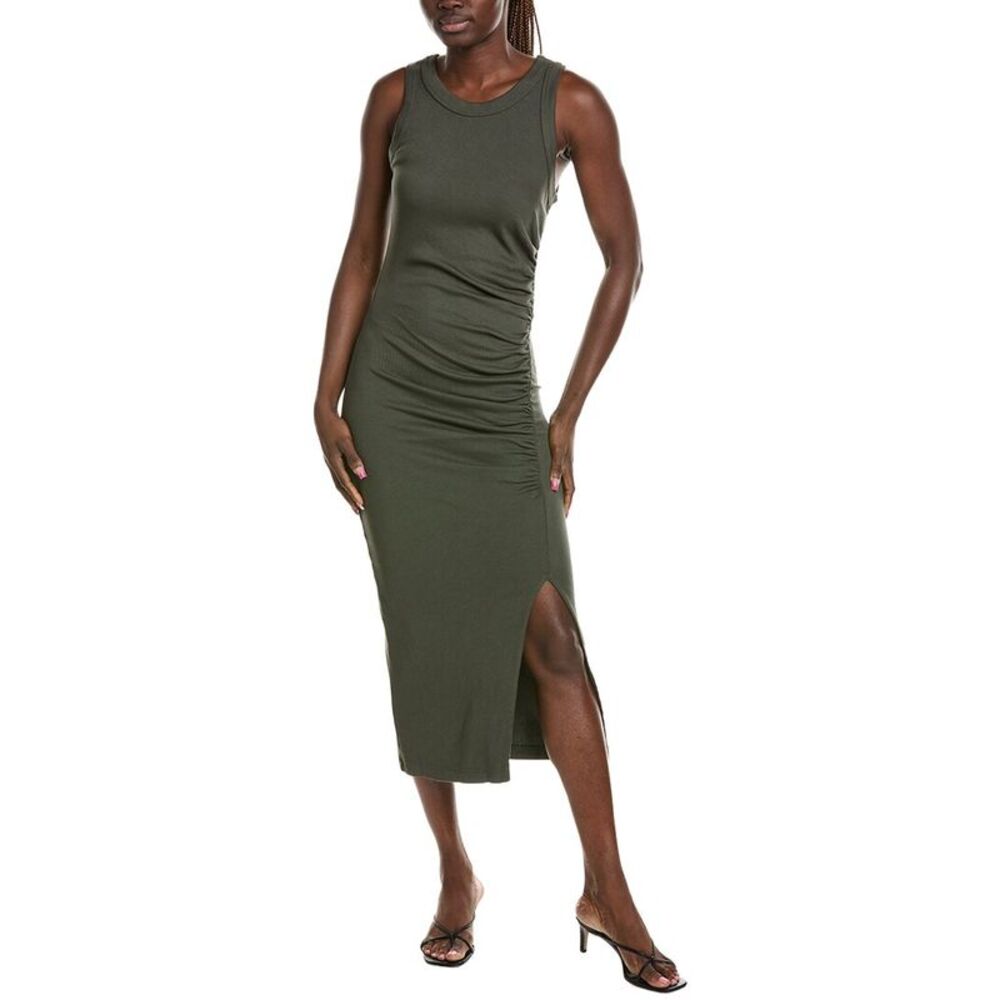Michael Stars Womens  Tala Sleeveless Shirred Seam Midi Dress